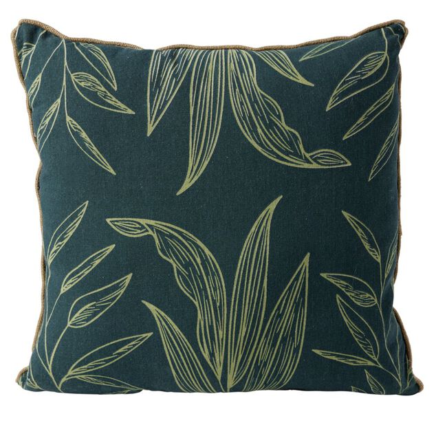 Coussin d&eacute;co feuille 45x45cm vert