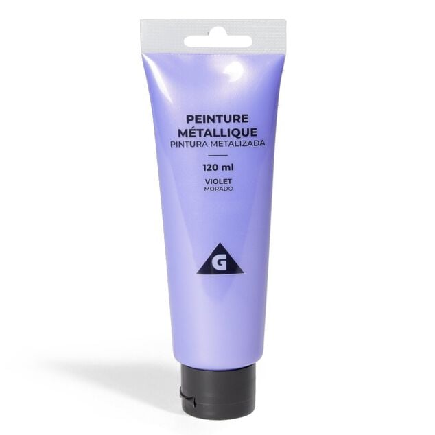 Tube peinture acrylique 120ml violet m&eacute;tallis&eacute;