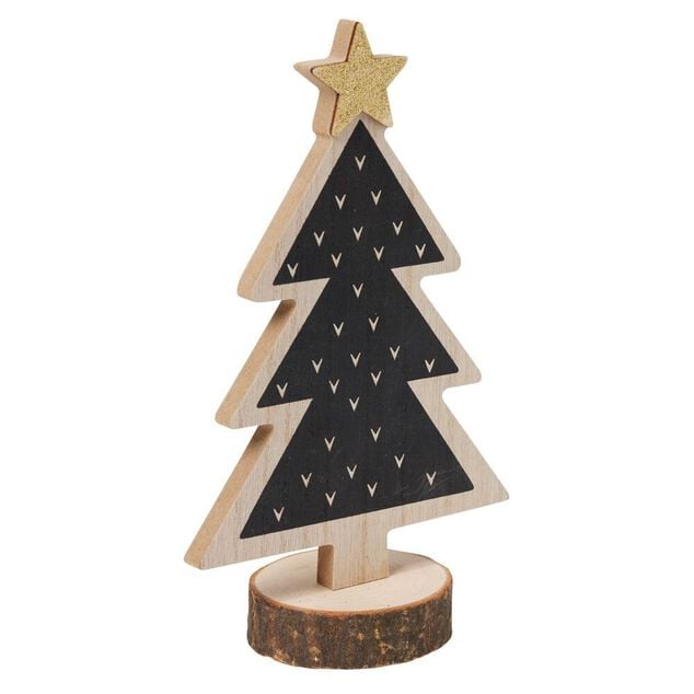 D&eacute;coration &agrave; poser sapin en bois H20x12cm