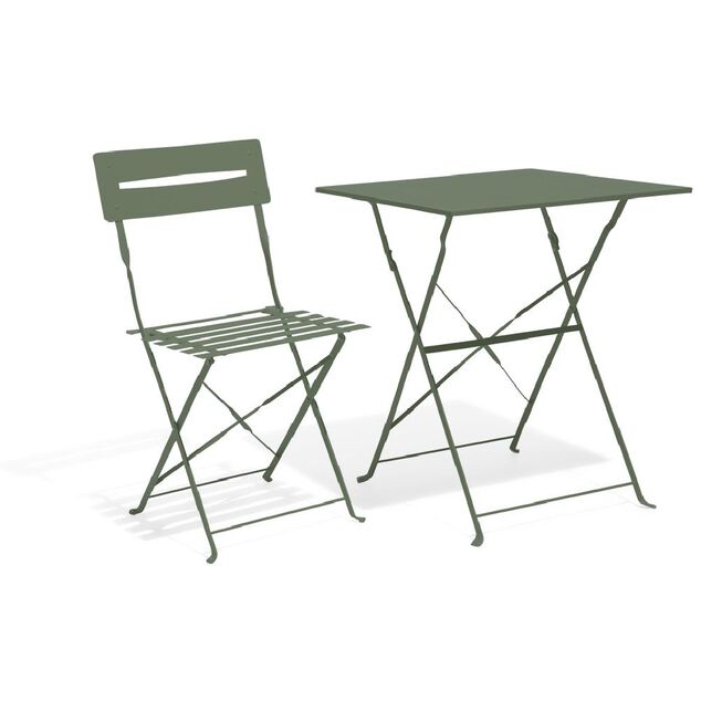 Table de jardin Boston pliante 2 personnes m&eacute;tal vert 60x60xH70cm