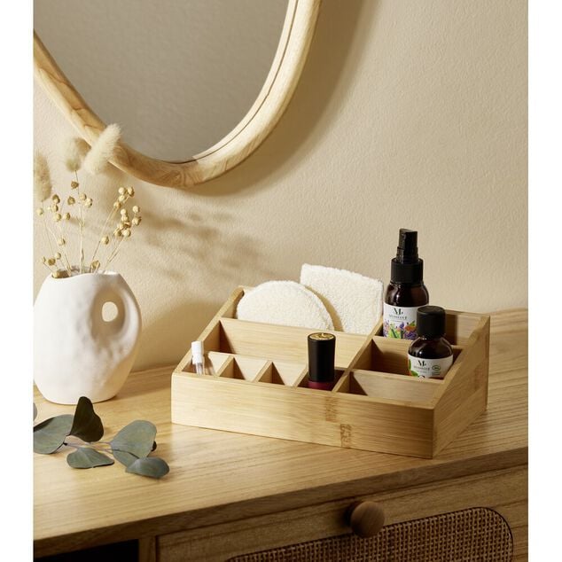 Rangement cosm&eacute;tique en bambou