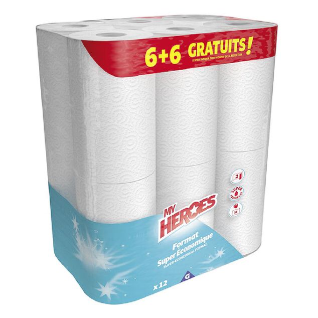 Essuie-tout m&eacute;nager 2 plis x12
