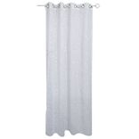 Voilage &agrave; oeillets motif brod&eacute; fleur blanc