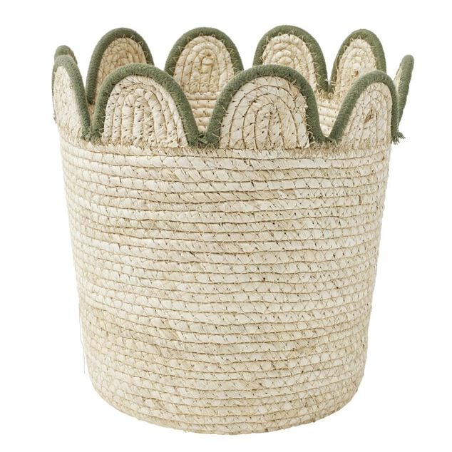 Pani&egrave;re d&eacute;corative fibre naturelle et bord festonn&eacute; &Oslash;26xH26cm (3 mod&egrave;les)