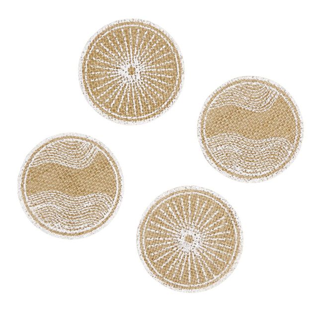 Dessous de verre jute naturel et blanc &Oslash;8,5cm x4