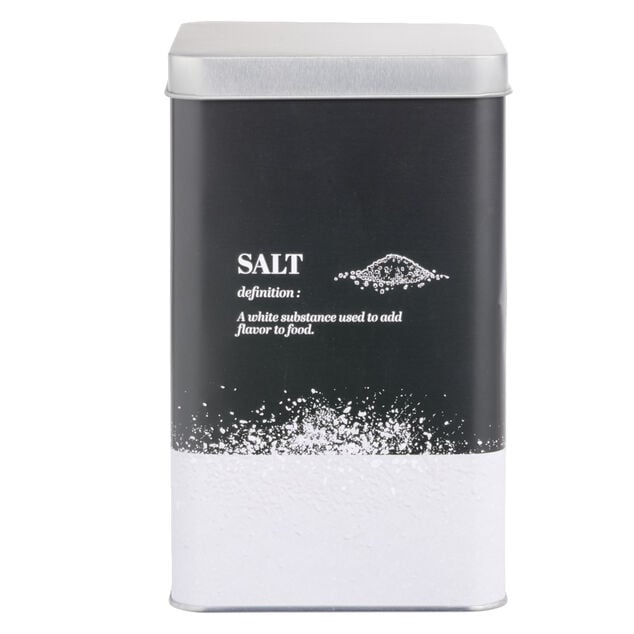 Bo&icirc;te &agrave; sel en m&eacute;tal noir et gris design salt - 10,7x10,7xH.17,5cm