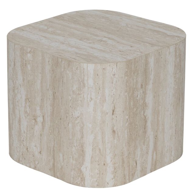 Table basse carr&eacute;e Terra x2 bois blanchi H32cm et H38cm