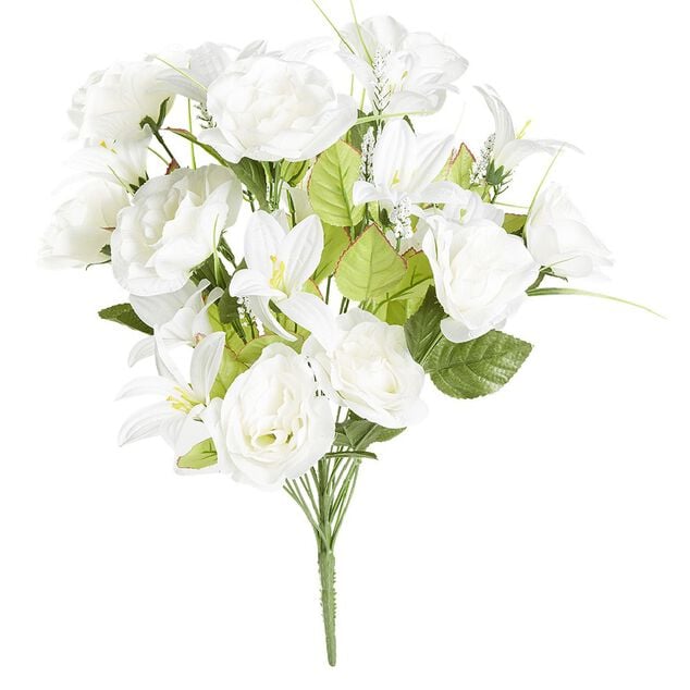 Bouquet de 24 fleurs artificielles blanc