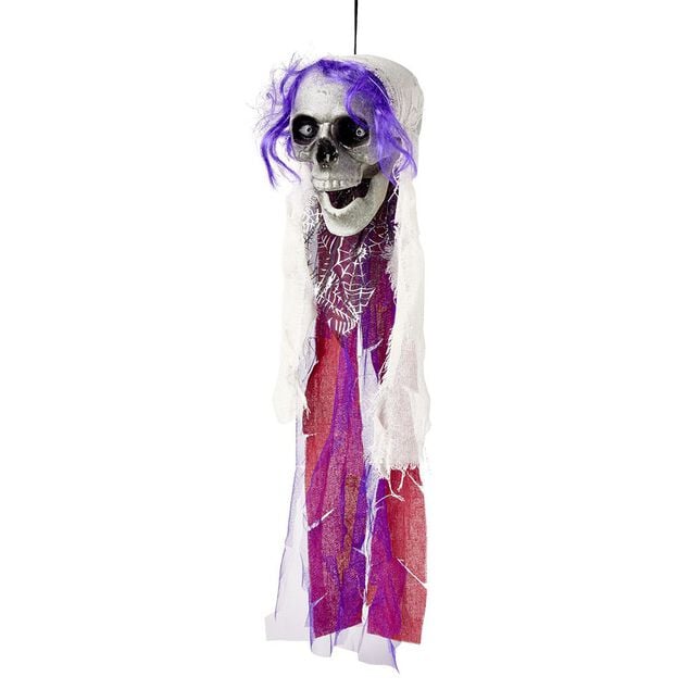 Suspension Halloween t&ecirc;te de mort pirate L75cm