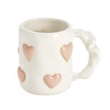 Mug c&eacute;ramique 500ml blanc motifs coeurs &Oslash;8xH10,5cm (2 mod&egrave;les)