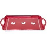 Plateau rectangulaire design poule m&eacute;lamin&eacute; rouge et blanc