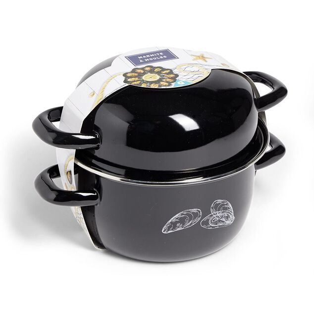 Marmite à moules avec couvercle Ø20,5cm acier noir