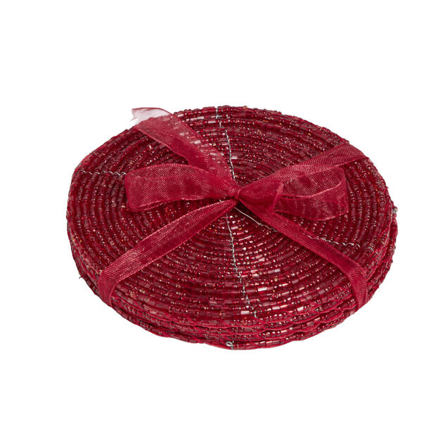 Dessous de verre x4 perle rouge &Oslash;10cm
