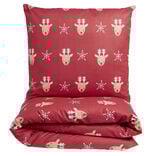 Parure de lit 1 personne 140x200cm Noël traditionnel rouge et blanc