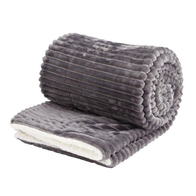 Plaid sherpa flanelle gris 130x160cm