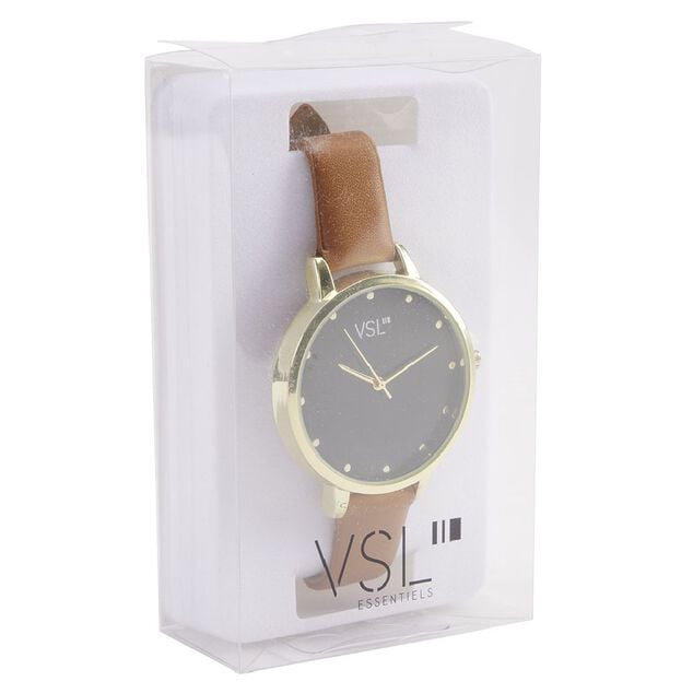 Montre &agrave; cadran dor&eacute; bracelet simili camel