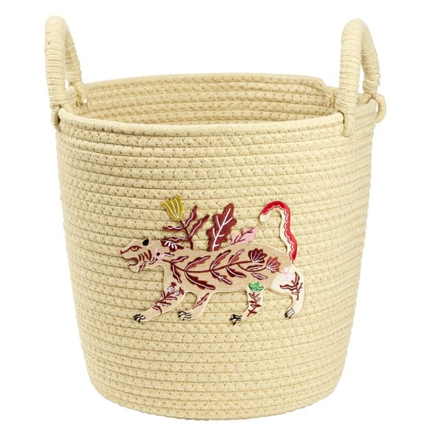 Pani&egrave;re tress&eacute;e en coton motif animaux &Oslash;30xH35cm (2 mod&egrave;les)