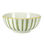 Saladier rond porcelaine 1,6L "Dolce Vita" rayé blanc et vert Ø21xH9cm