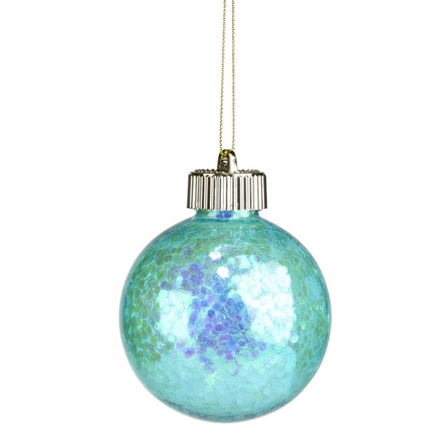 Boule de No&euml;l fluo iris&eacute; &agrave; suspendre H8cm (3 mod&egrave;les)