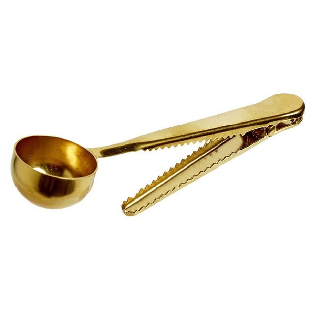 Cuill&egrave;re pince sachet en inox dor&eacute;