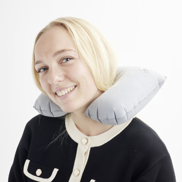 Coussin de voyage tour de cou gonflable gris 27x39,5cm