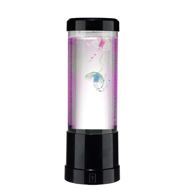 Lampe d&eacute;corative avec eau et m&eacute;duse USB-C plastique noir &Oslash;9xH26cm