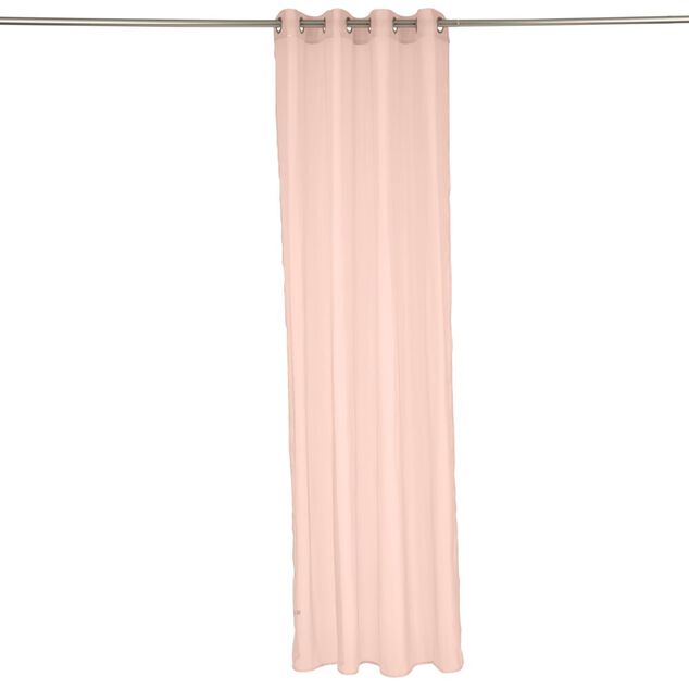 Voilage &agrave; oeillets rose uni 100% polyester 140x240cm