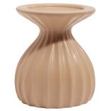 Bougeoir rond strie relief céramique marron - Ø12xH13cm