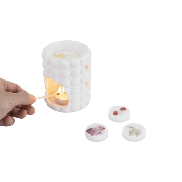 Br&ucirc;leur de parfum c&eacute;ramique bubble avec 4 galets de cire senteur vanille