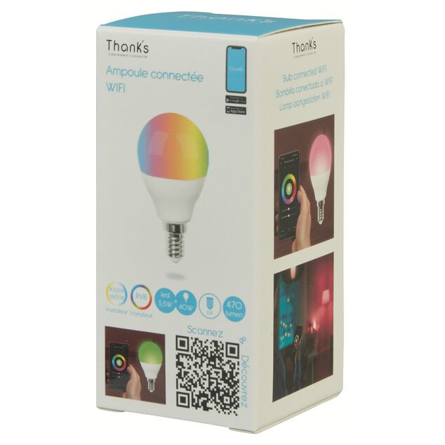 Ampoule LED connectée WIFI couleurs changeantes E14 40 W