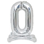 Ballon chiffre 0 doré ou argenté H80 cm avec support