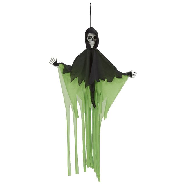 Squelette fluo &agrave; suspendre d&eacute;coration Halloween H40 cm