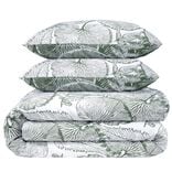 Parure de lit 2 personnes 240x220cm réversible motif végétal vert