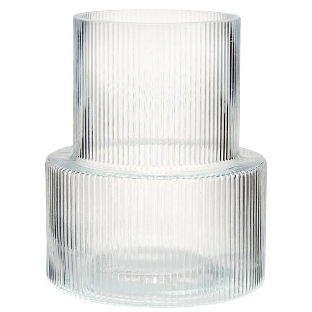 Vase en verre &agrave; rayures &Oslash;15.5xH19cm