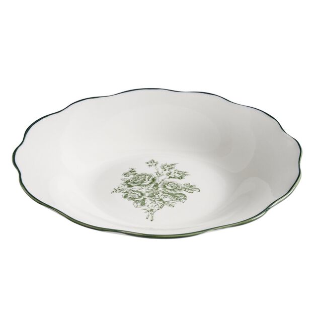Assiette creuse porcelaine imprim&eacute; toile de Jouy &Oslash;20 cm vert