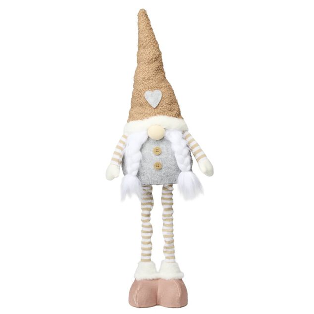 Gnome de No&euml;l nature &agrave; poser jambes extensibles H50 &agrave; 68cm (2 mod&egrave;les)