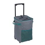 Glaci&egrave;re 30L &agrave; roulettes pliable chariot fra&icirc;cheur tissu gris et bleu 27x27xH42cm