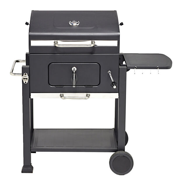 Barbecue &agrave; charbon Wilson rectangulaire avec couvercle 2 roulettes 114x72H108cm