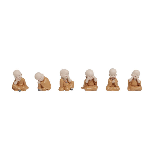 Figurine Bouddha moine polyr&eacute;sine assis - 6 postures