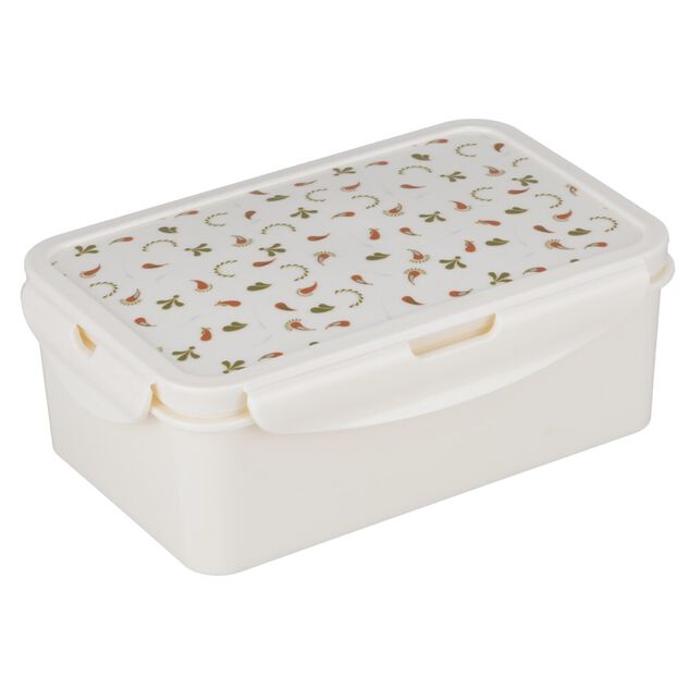 Lunch box plastique blanc motif floral 21x14xH7cm