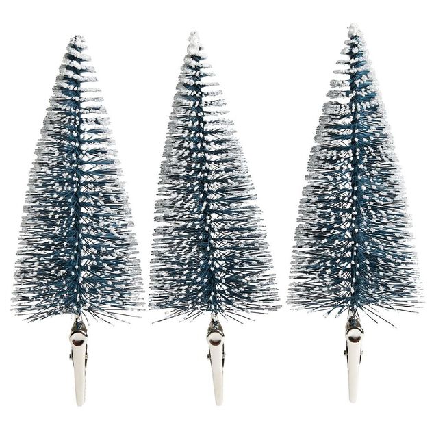 Sapin à clipser argenté ou bleu Ø5xH14cm x3