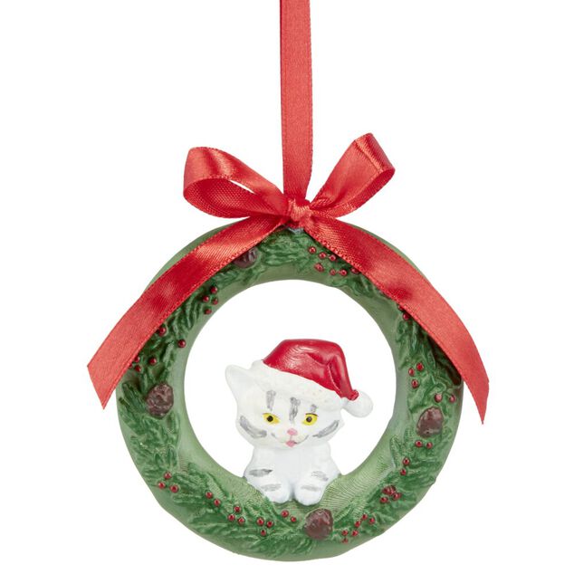 Couronne de No&euml;l avec animal &agrave; suspendre &Oslash;7cm (2 mod&egrave;les)