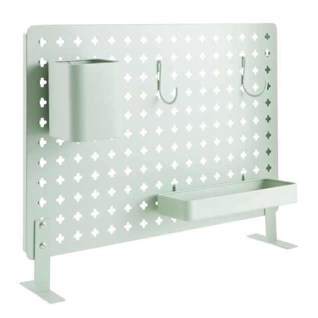 Panneau m&eacute;tal pour bureau L52xH37cm avec 2 compartiments amovibles et 2 crochets