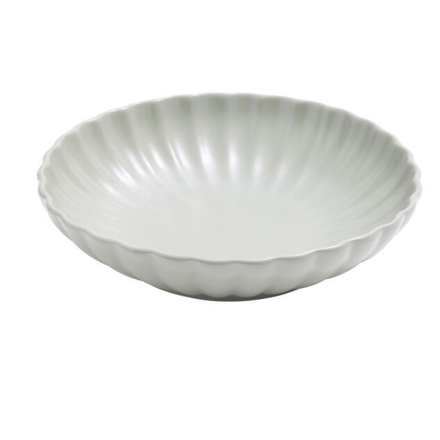 Assiette &agrave; soupe Venise rebord ondul&eacute; fa&iuml;ence vert sauge &Oslash;20cm