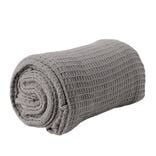 Plaid coton gaufr&eacute; 130x160cm gris