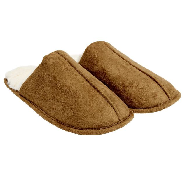 Chaussons homme marron fourr&eacute;s blancs 44/45