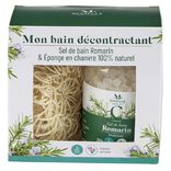 Coffret Mess&eacute;gu&eacute; sel de bain romarin et &eacute;ponge chanvre 100% naturel
