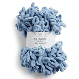 Pelote fil à tricoter 9m effet chenille polyester bleu canard 100g