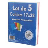 Cahier grands carreaux couverture rigide 96 pages 17x22cm x5