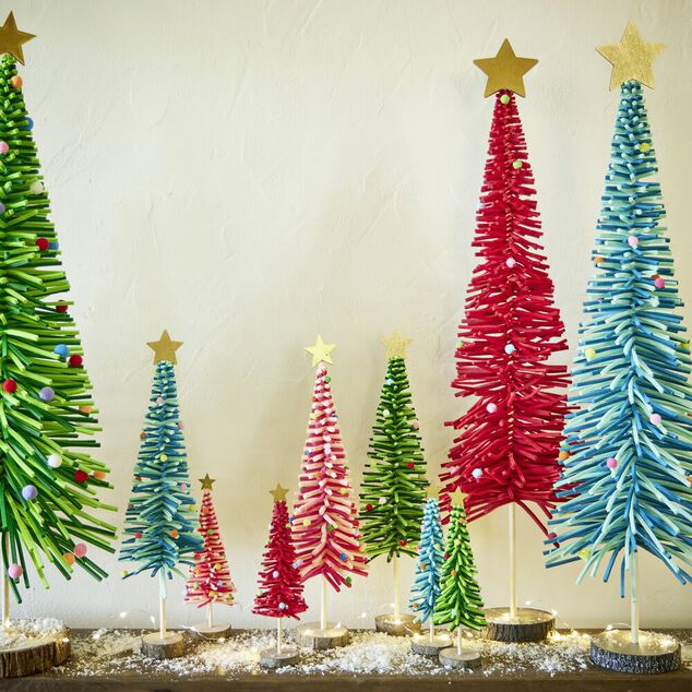 Sapin en feutrine et bois &agrave; poser H45cm - 4 mod&egrave;les